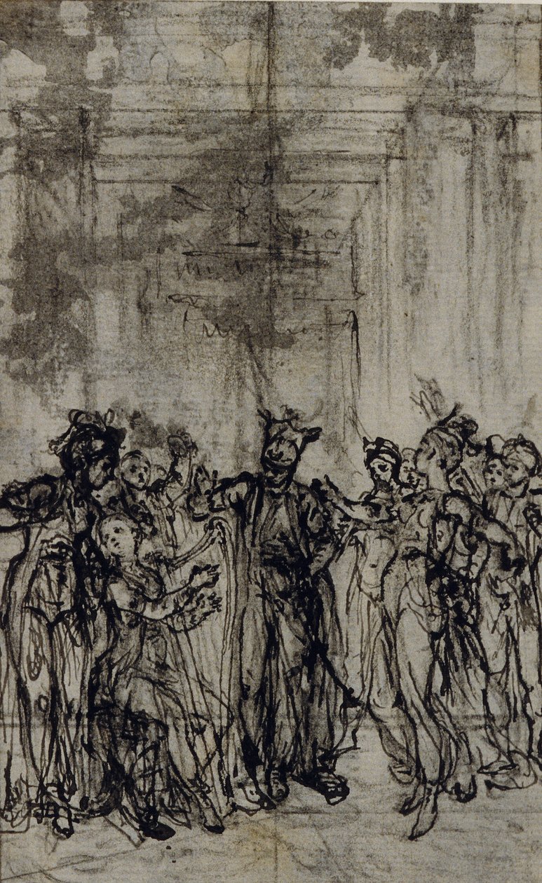Studio per vignetta nei "Contes Moraux" di Jean François Marmontel da Hubert Francois Gravelot