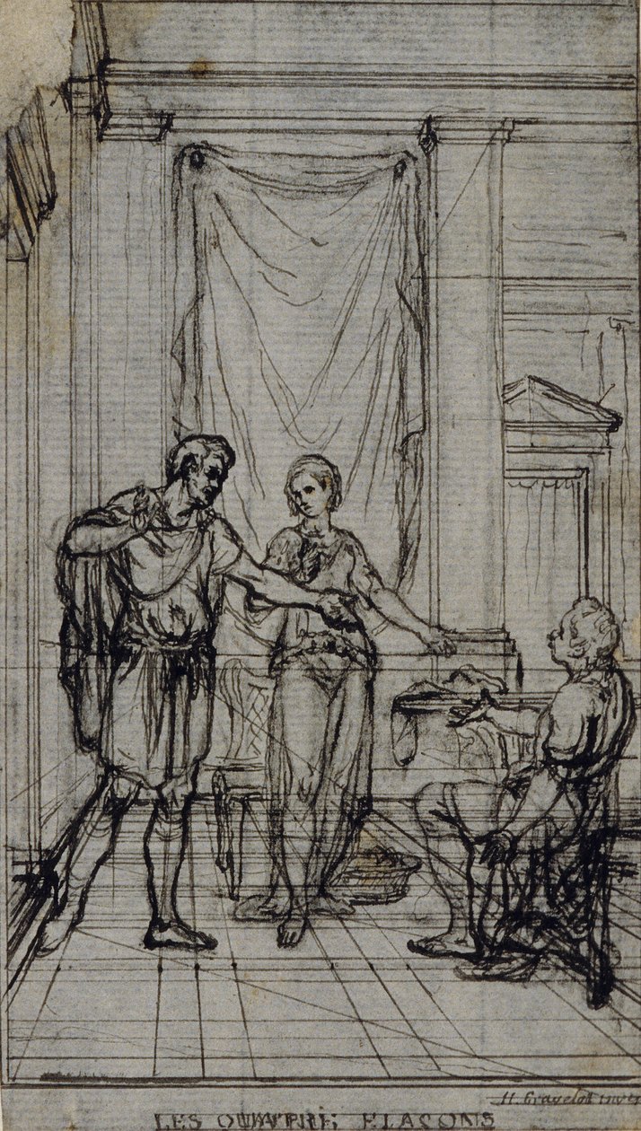 Studio per vignetta nei "Contes Moraux" di Jean François Marmontel da Hubert Francois Gravelot