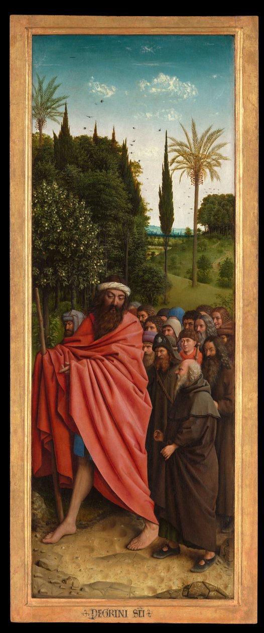 I Pellegrini guidati da San Cristoforo, dal lato destro del Polittico di Gand da Hubert & Jan van (1390-1441) Eyck