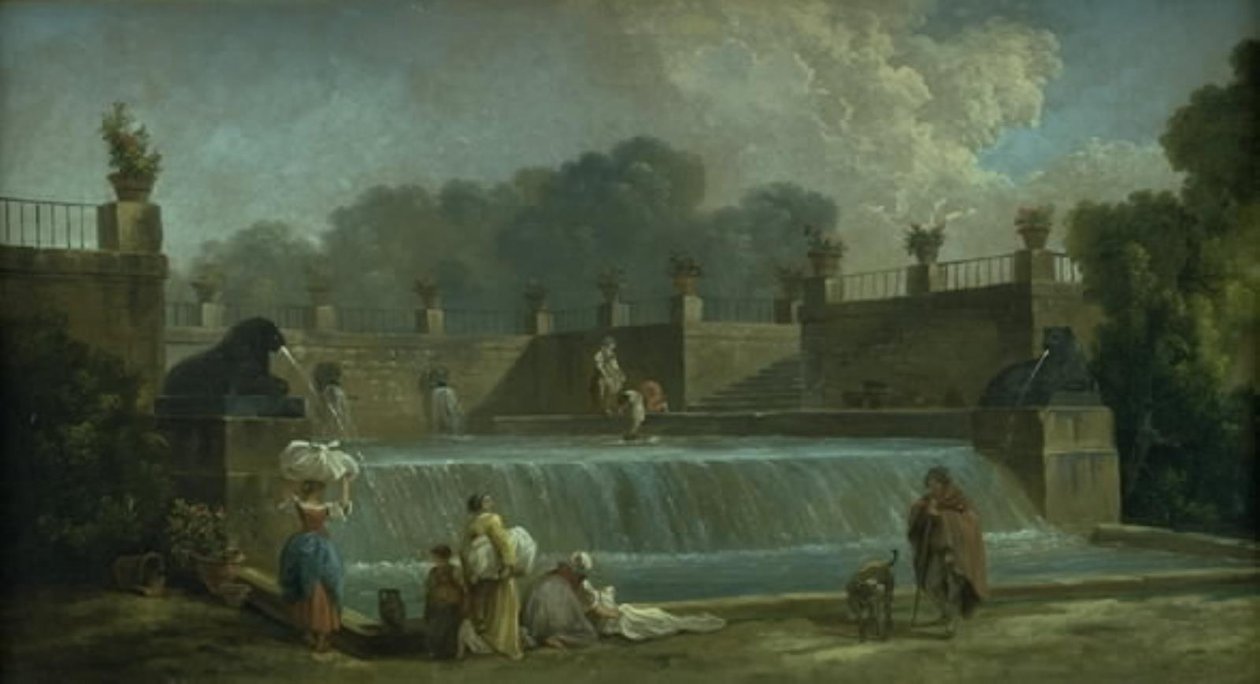 Una fontana con lavandaie da Hubert Robert
