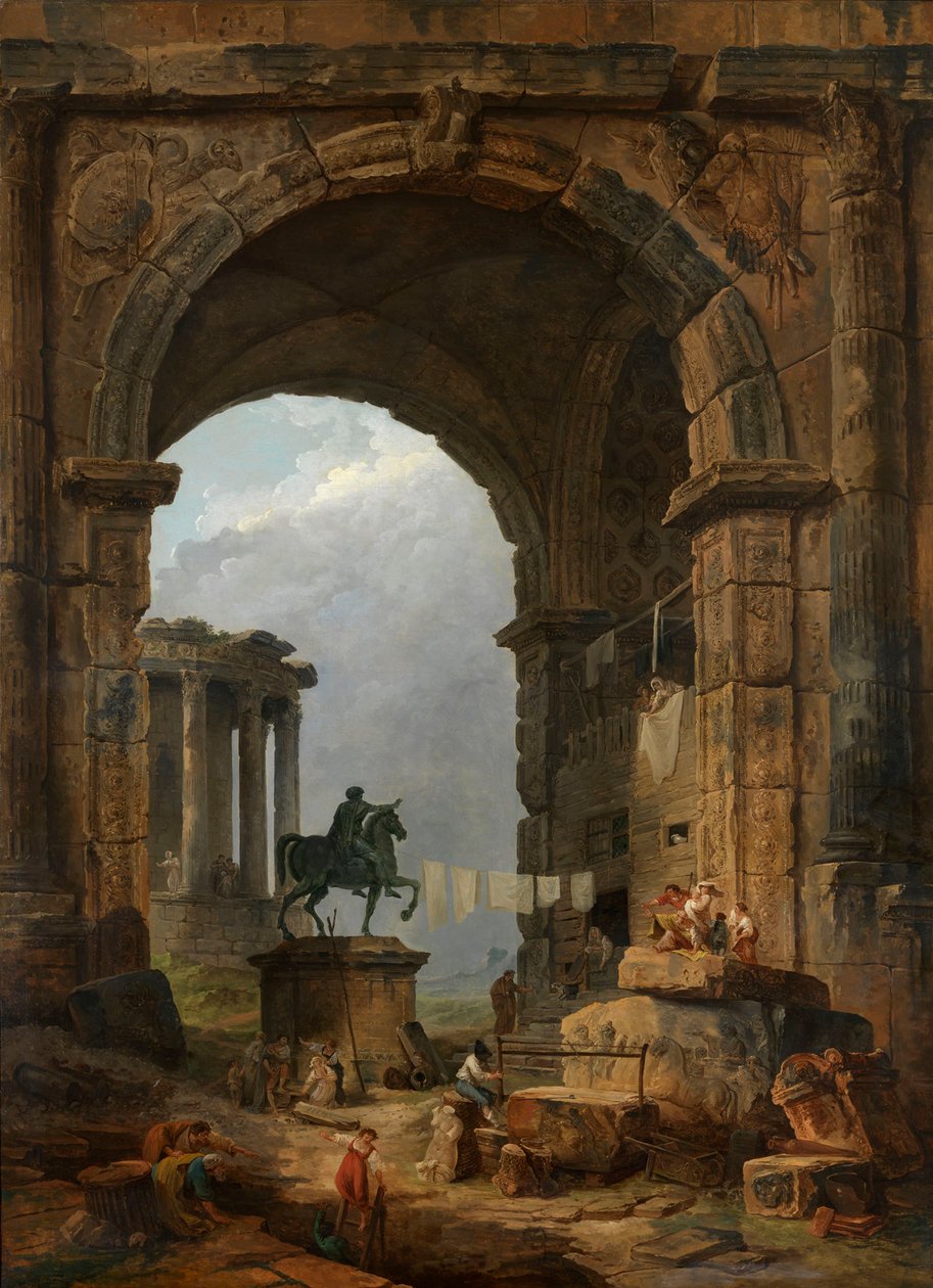 Capriccio antico con la statua di Marco Aurelio da Hubert Robert