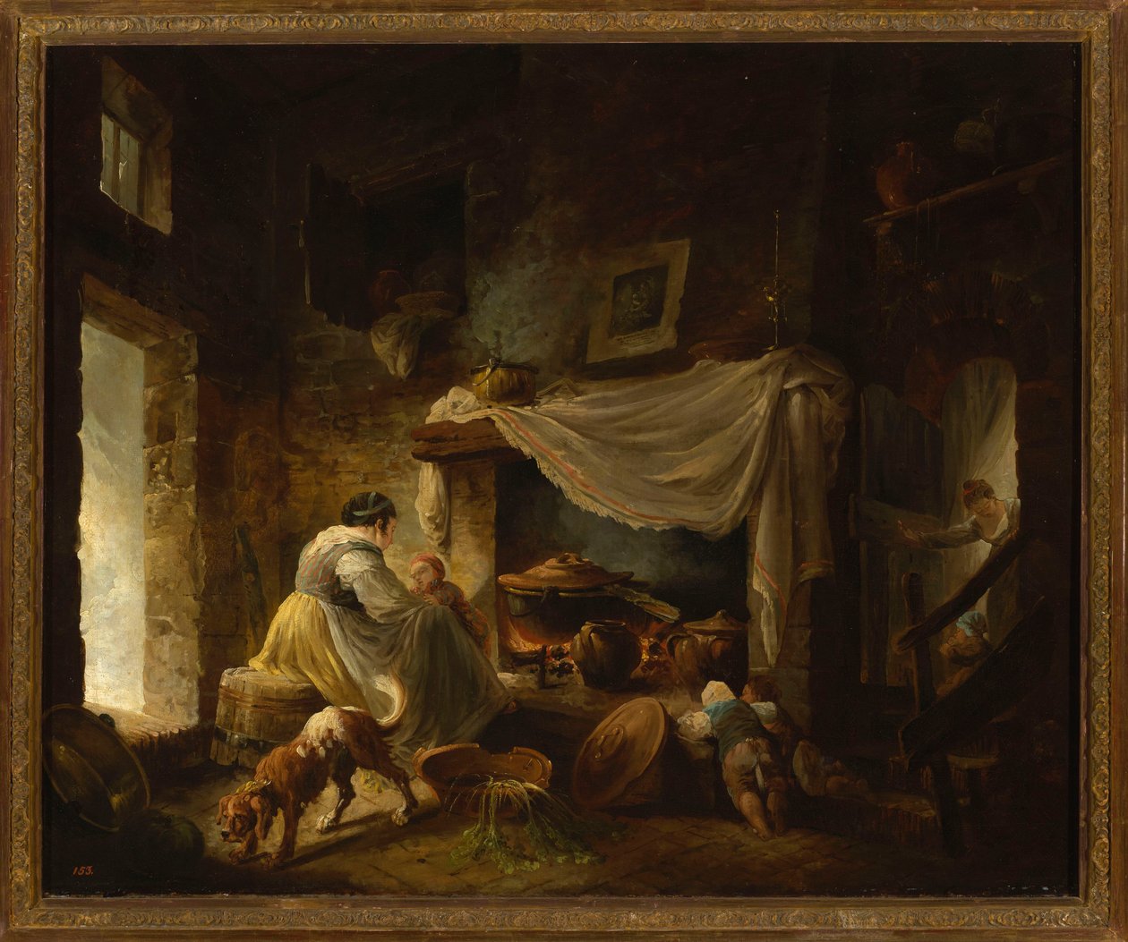 La cucina contadina in rovina (Cucina italiana) da Hubert Robert