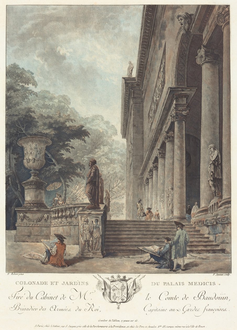 Colonnato e Giardini del Palazzo dei Medici (Colonnato e Giardini del Palazzo dei Medici) da Hubert Robert