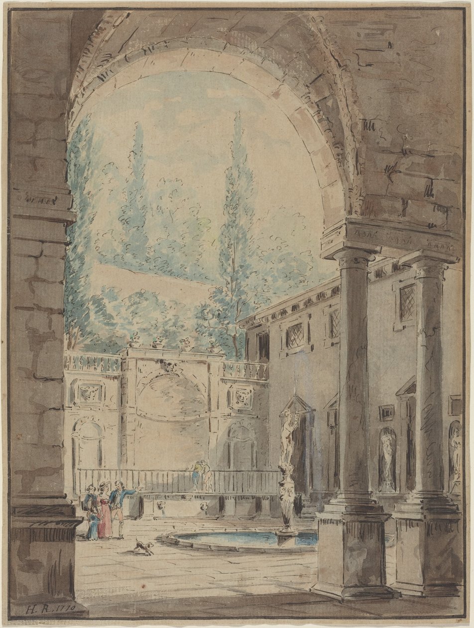 Cortile della Villa Pliniana da Hubert Robert