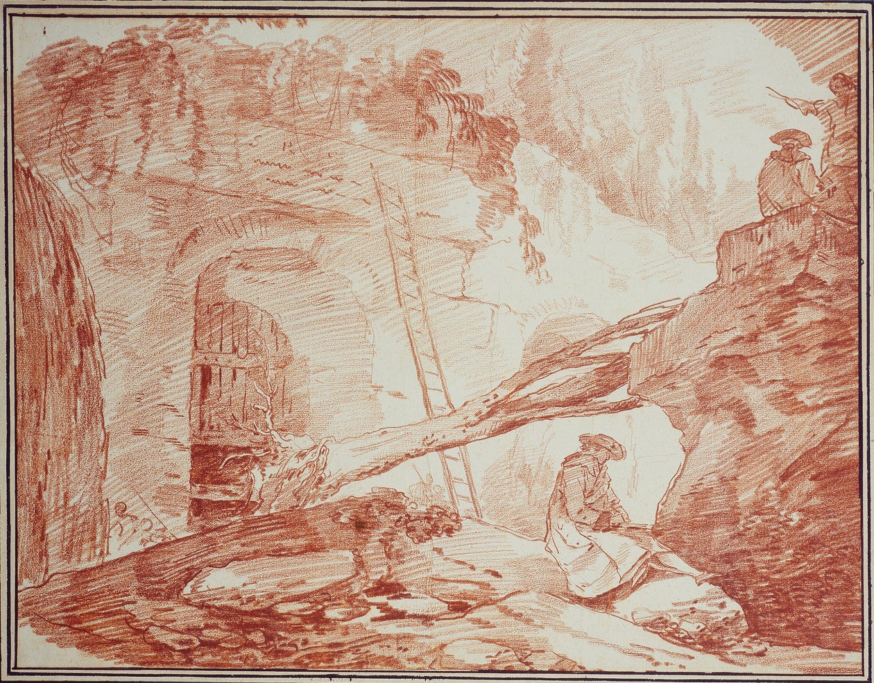 Disegnatore tra le rovine del Palatino da Hubert Robert