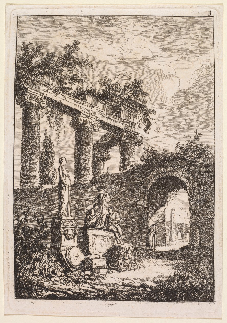 Sere a Roma: La statua davanti alle rovine da Hubert Robert