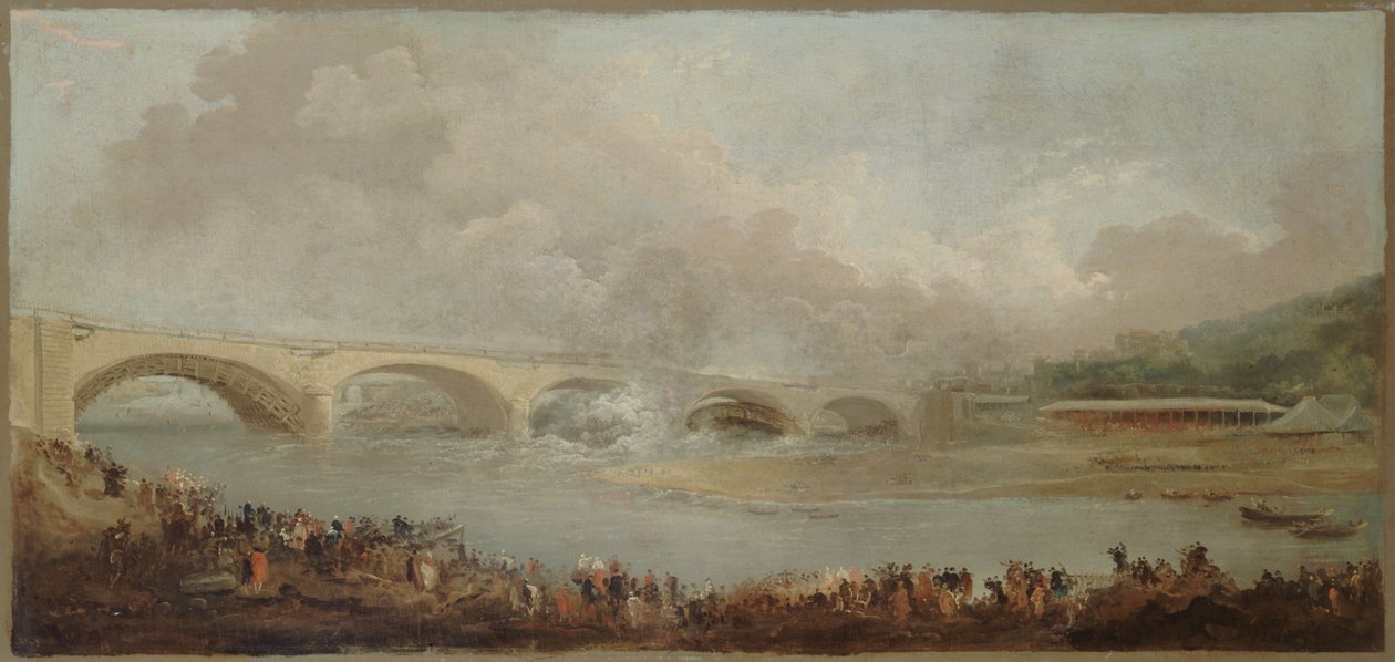 Francese: Le décintrement du pont de Neuilly, le 22 septembre 1772 da Hubert Robert