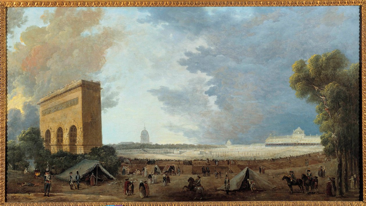 Rivoluzione Francese: Festa della Federazione Nazionale celebrata al Campo di Marte a Parigi il 14 luglio 1790 da Hubert Robert