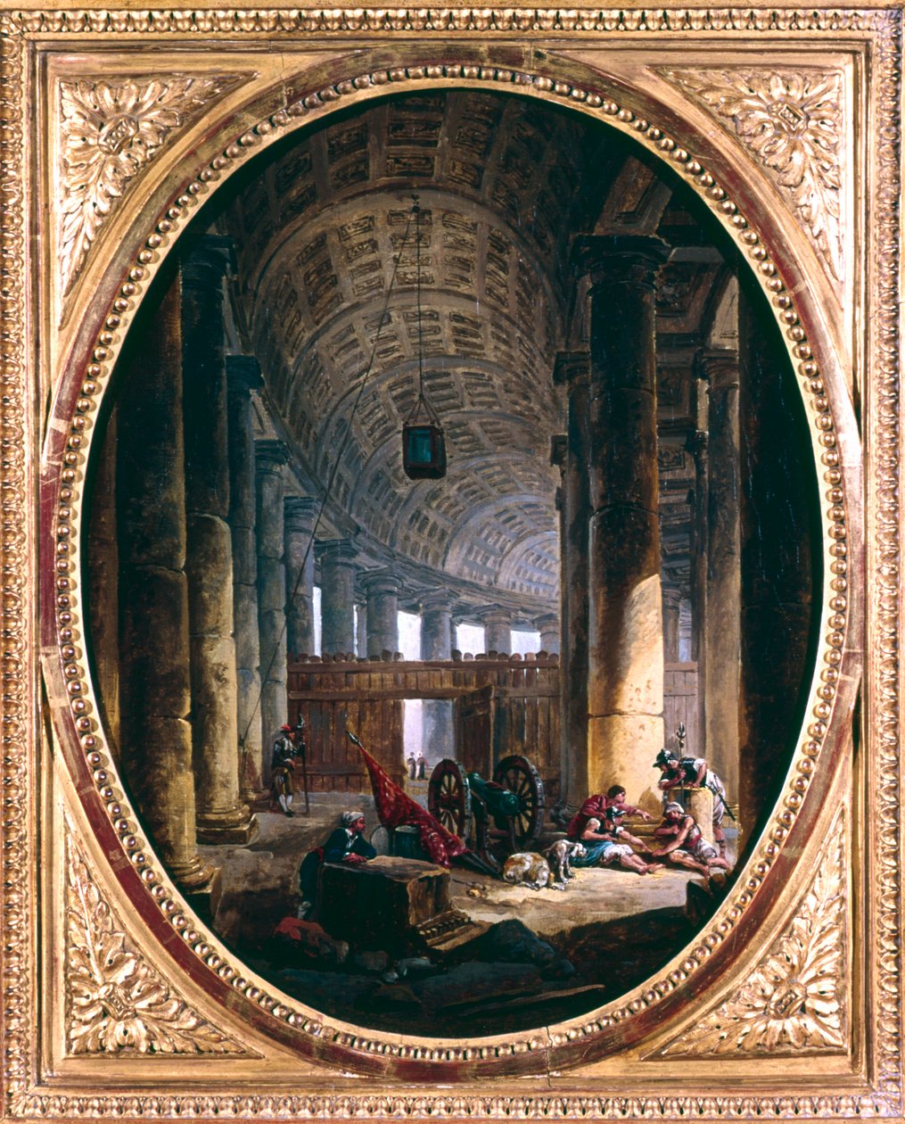 Interno del colonnato di San Pietro, Roma, al tempo del Conclave del 1769 da Hubert Robert