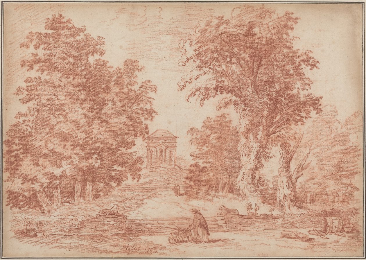 Parco italiano con un tempietto da Hubert Robert