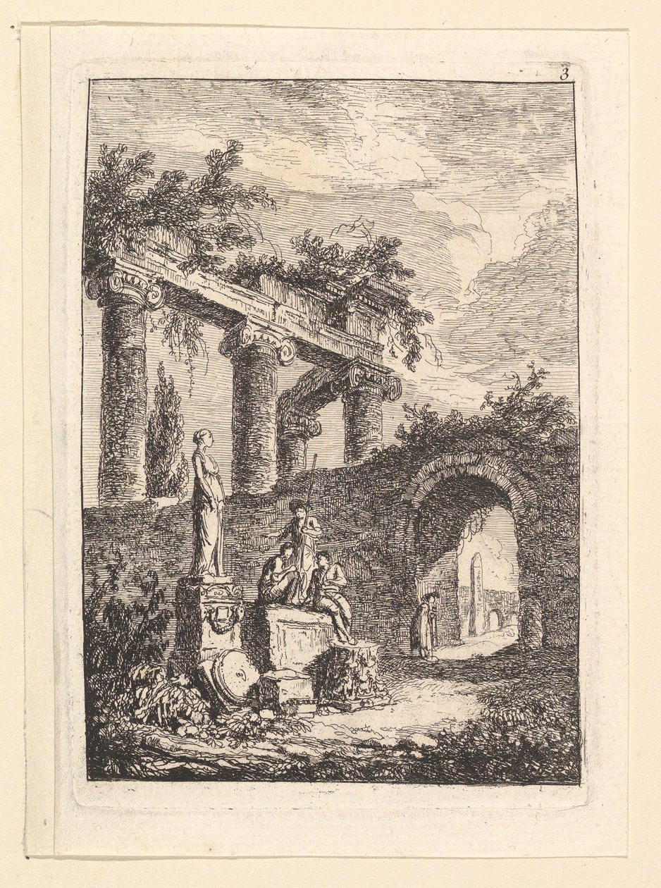 La Statua davanti alle Rovine da Hubert Robert