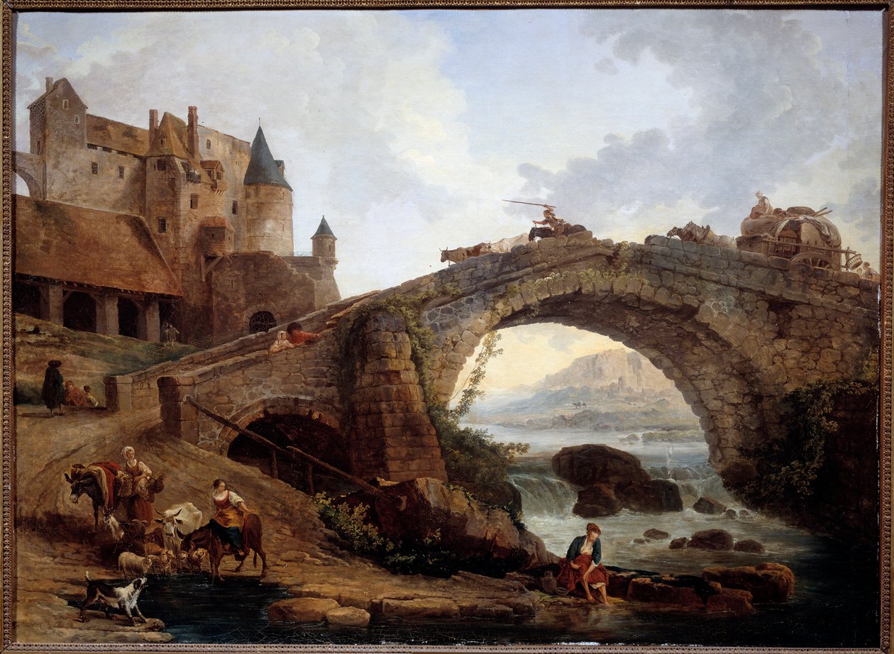 Paesaggio con ponte da Hubert Robert