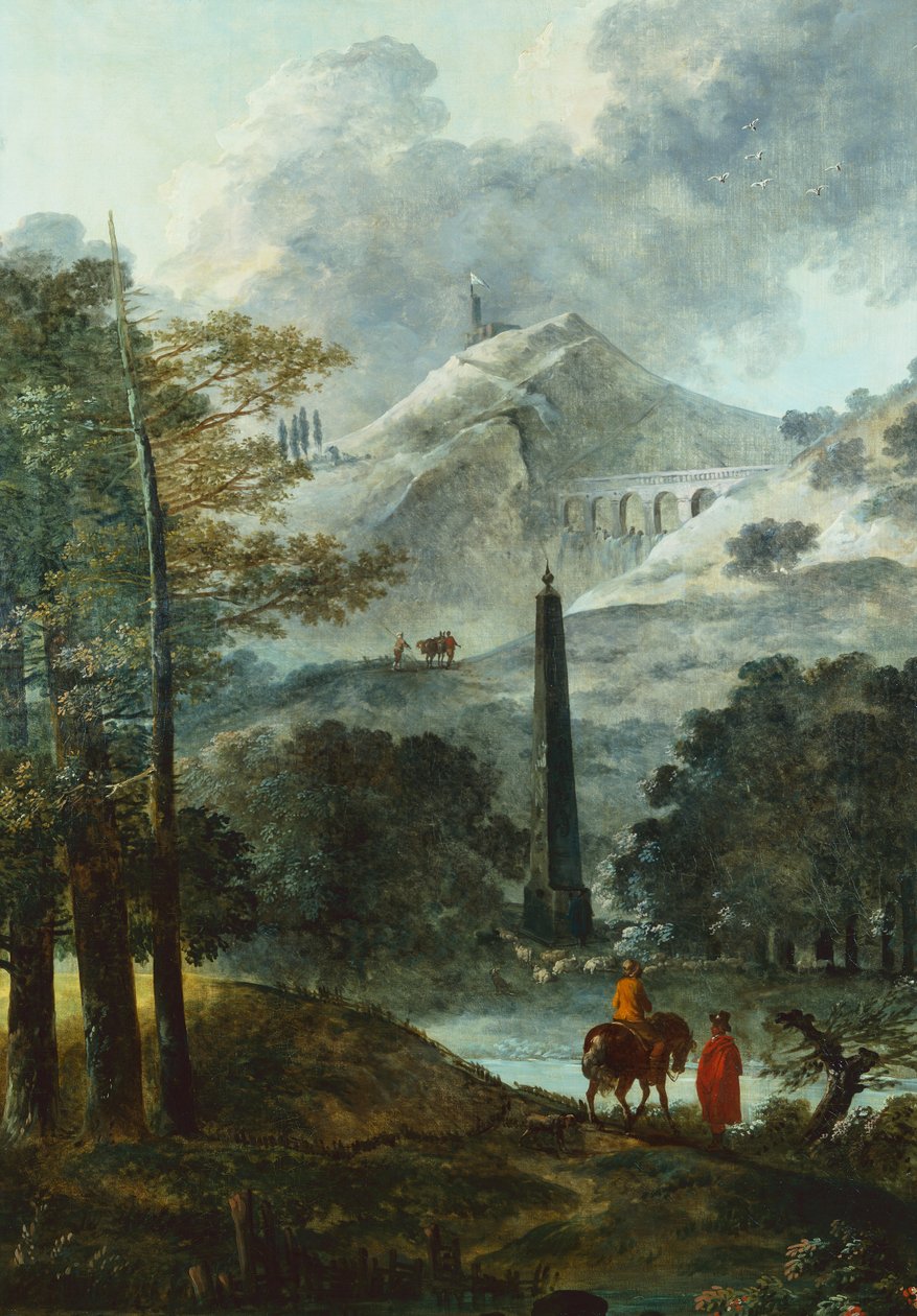 Paesaggio montuoso con obelisco da Hubert Robert