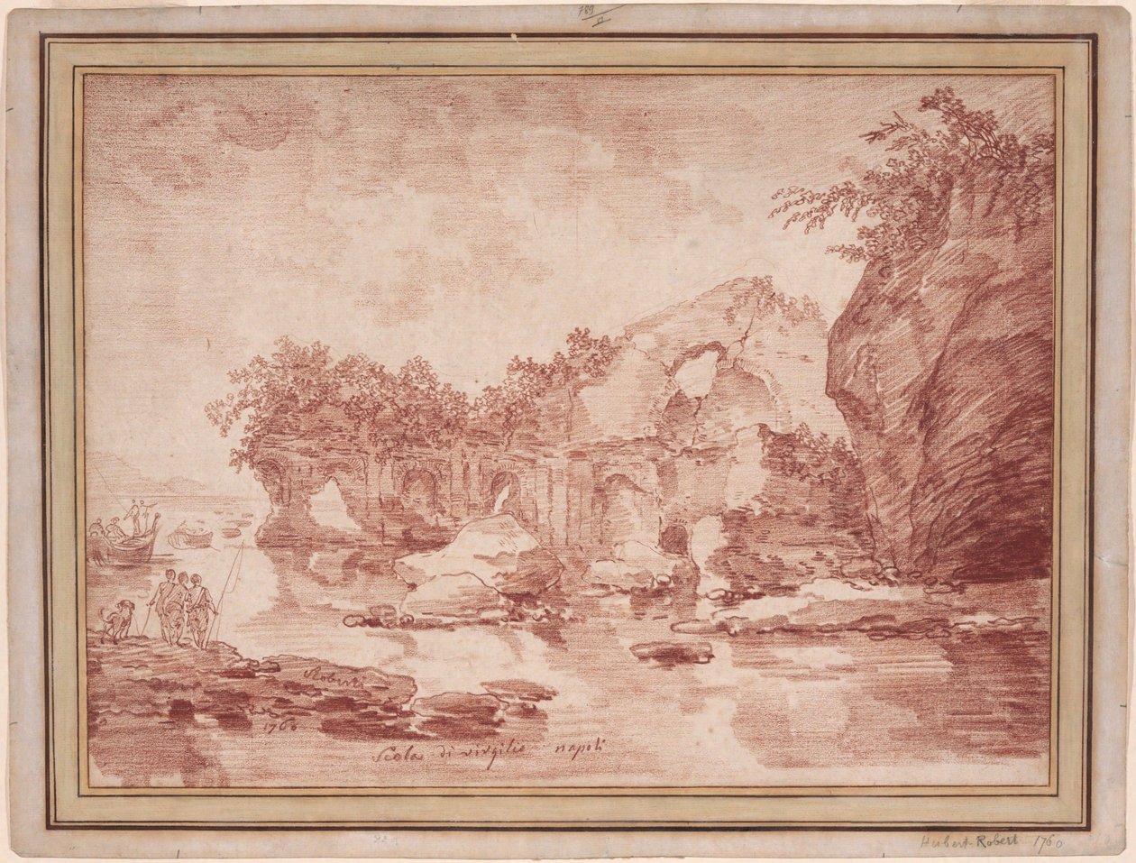 Rovine sul mare presso Napoli: la "Scola di Virgilio" da Hubert Robert