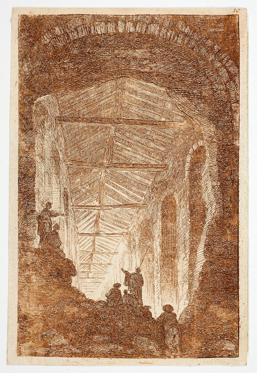 La Galleria Antiquaria, tavola dieci da Les Soirées de Rome da Hubert Robert
