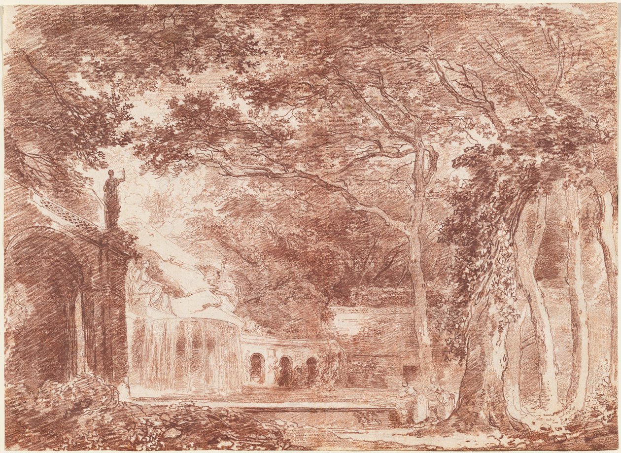 La fontana ovale nei giardini della Villa d