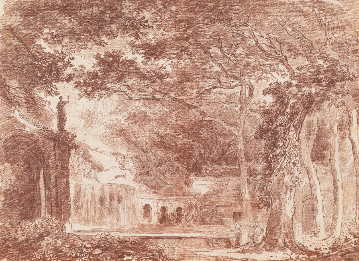 La fontana ovale nei giardini di Villa d