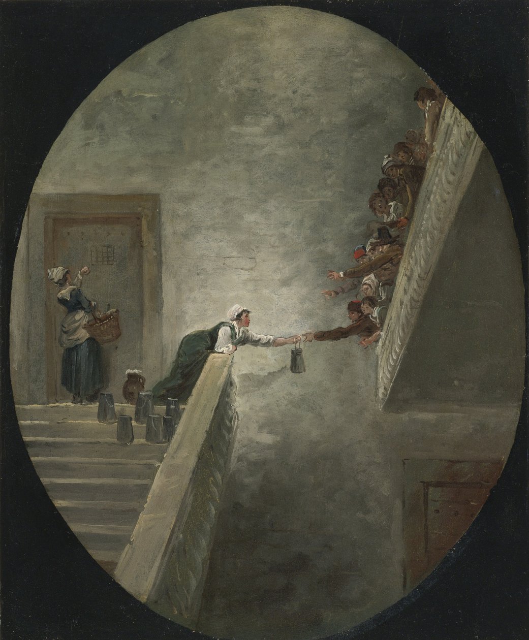 La distribuzione del latte alla prigione di Saint-Lazare, ca 1794 da Hubert Robert