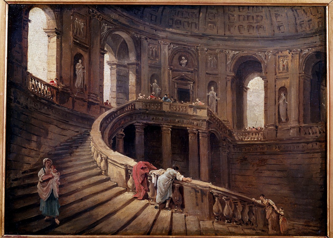 La scala a chiocciola di Palazzo Farnese a Caprarola da Hubert Robert