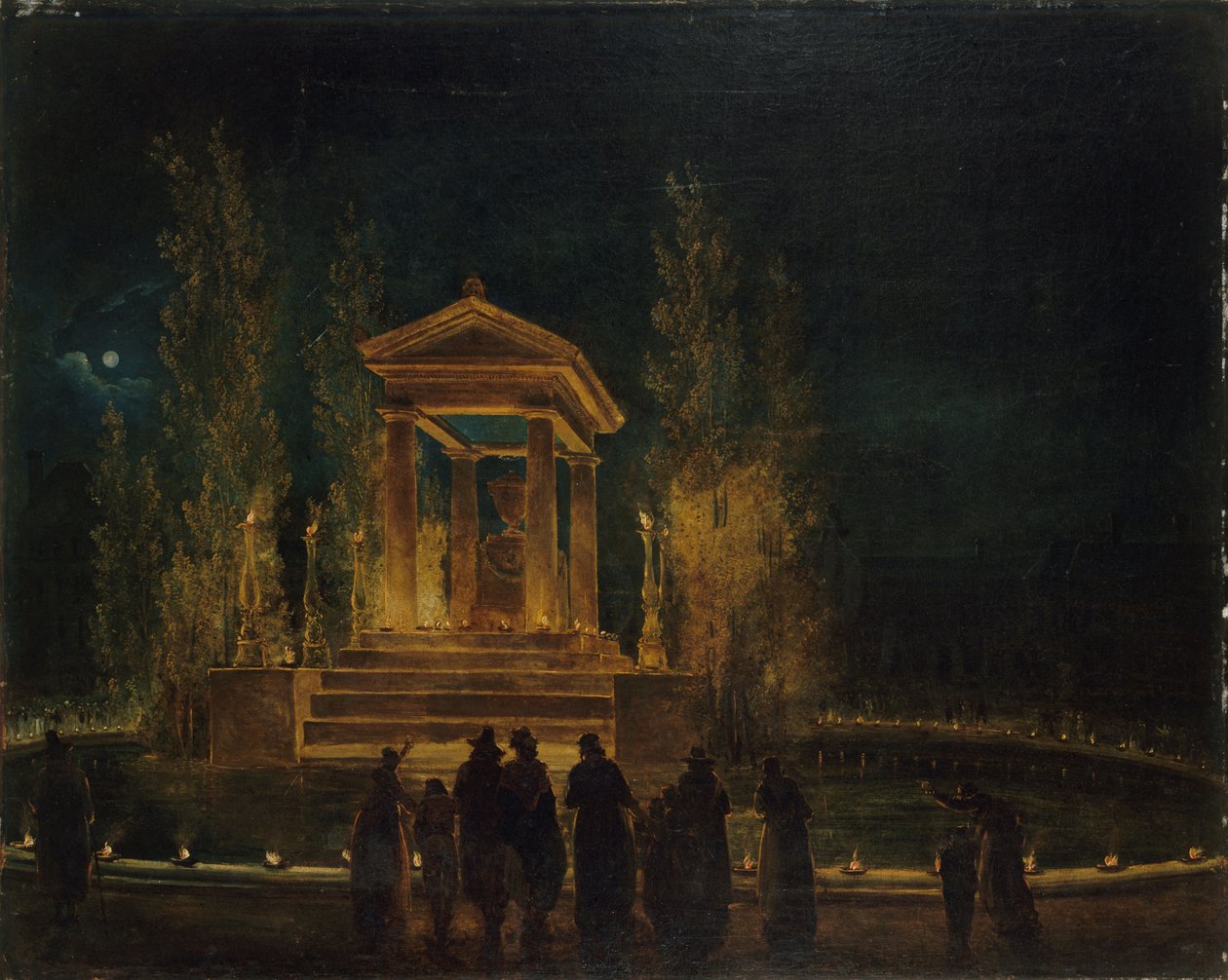 Il mausoleo temporaneo di Jean-Jacques Rousseau (ca 1794) da Hubert Robert