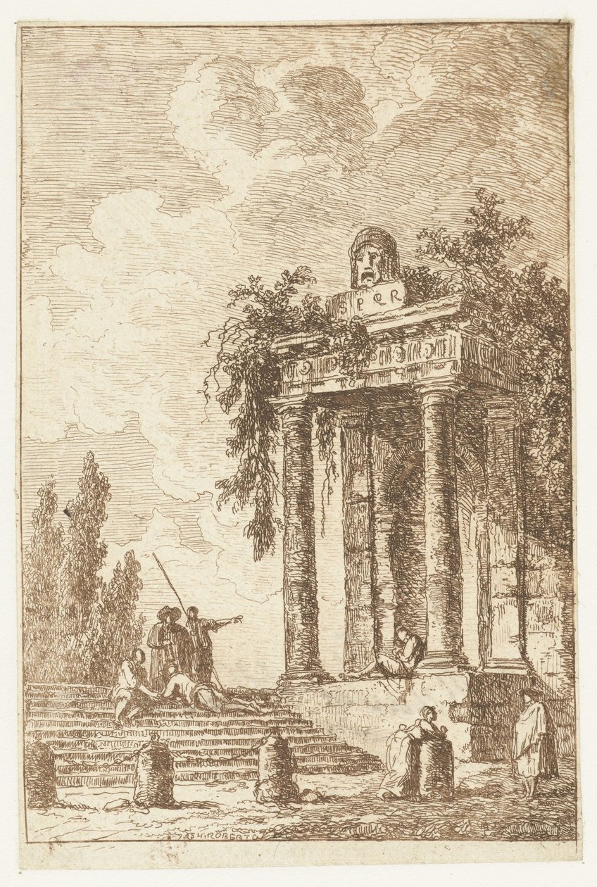 Scala con i quattro cippi di confine da Hubert Robert