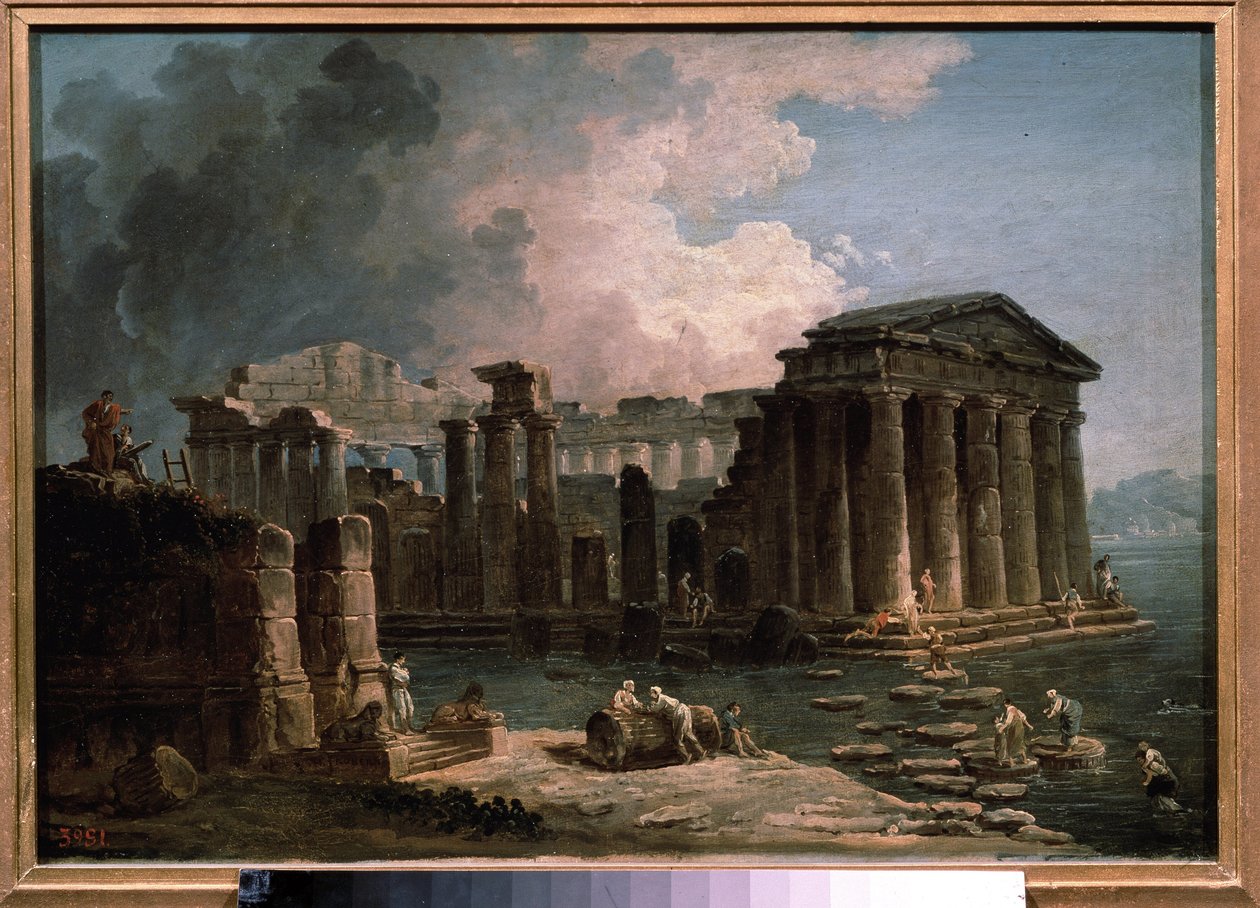 Un tempio circondato dalle acque da Hubert Robert