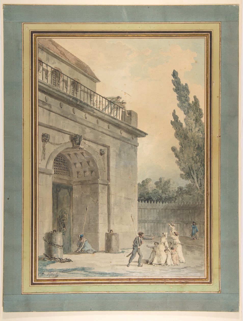 Visitatori che escono da un carcere da Hubert Robert