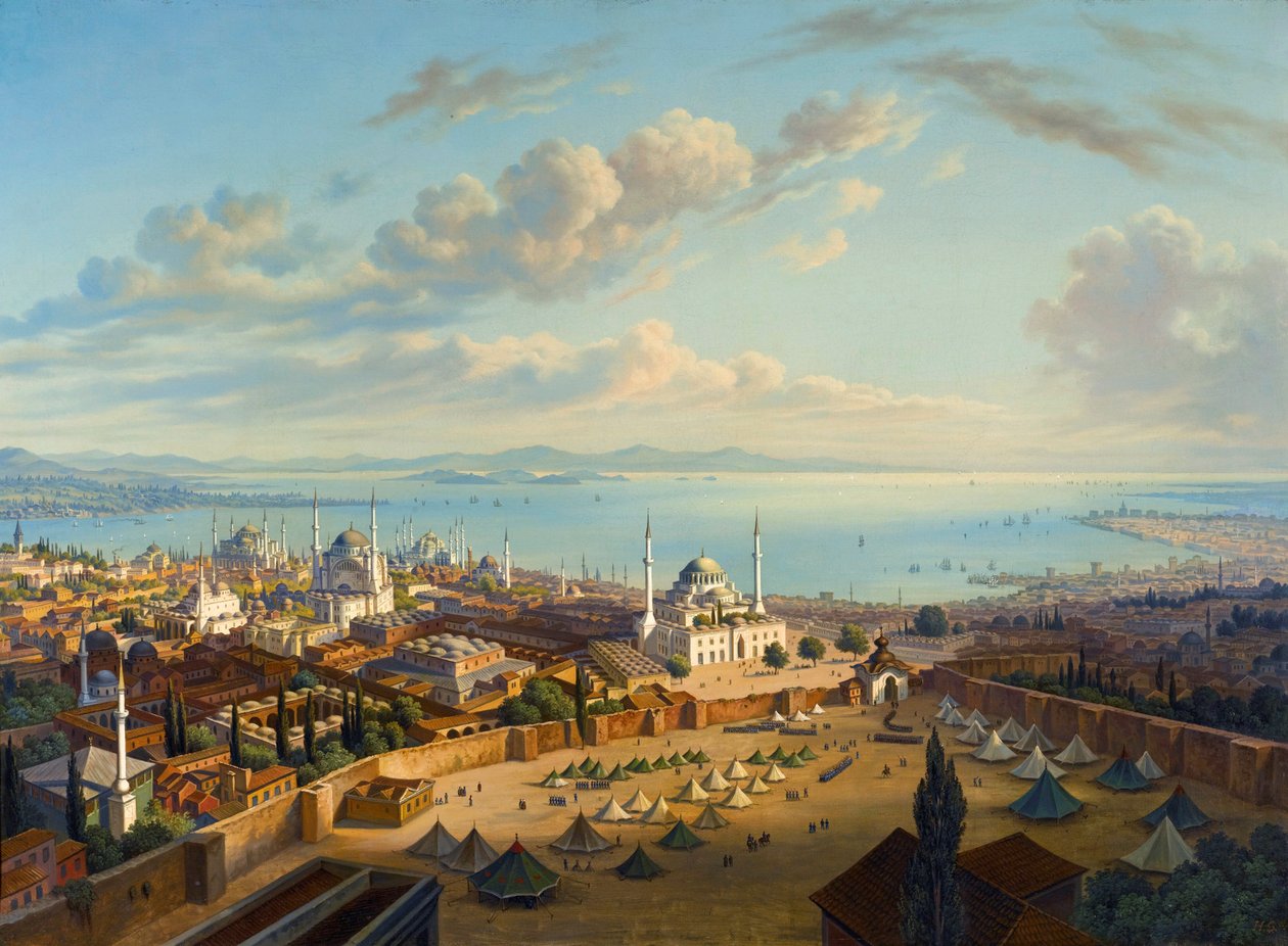 Veduta di Costantinopoli dalla torre di Serasker (Bayezid o Seraskier) da Hubert Sattler