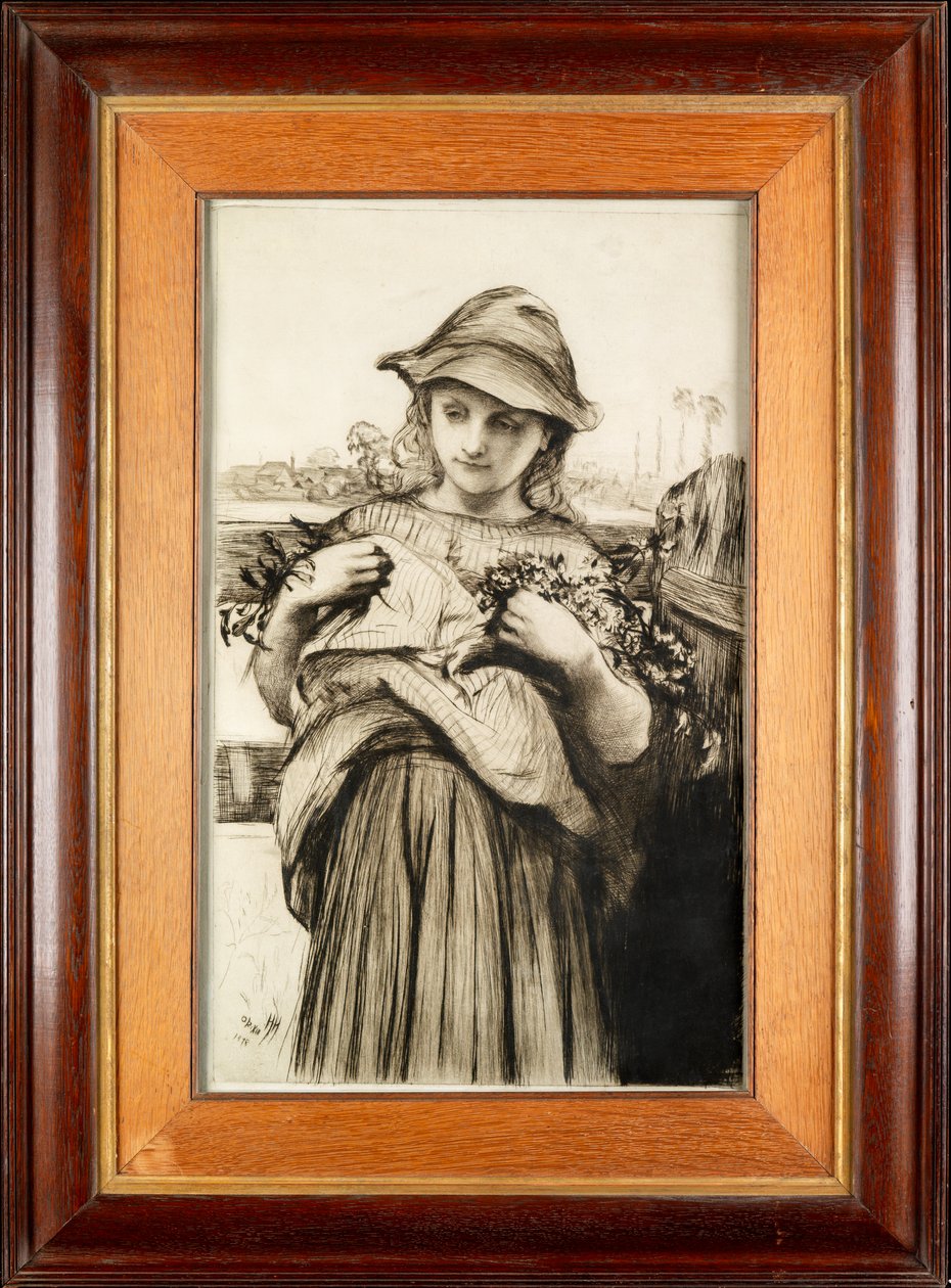 Una ragazza con fiori da Hubert von Herkomer