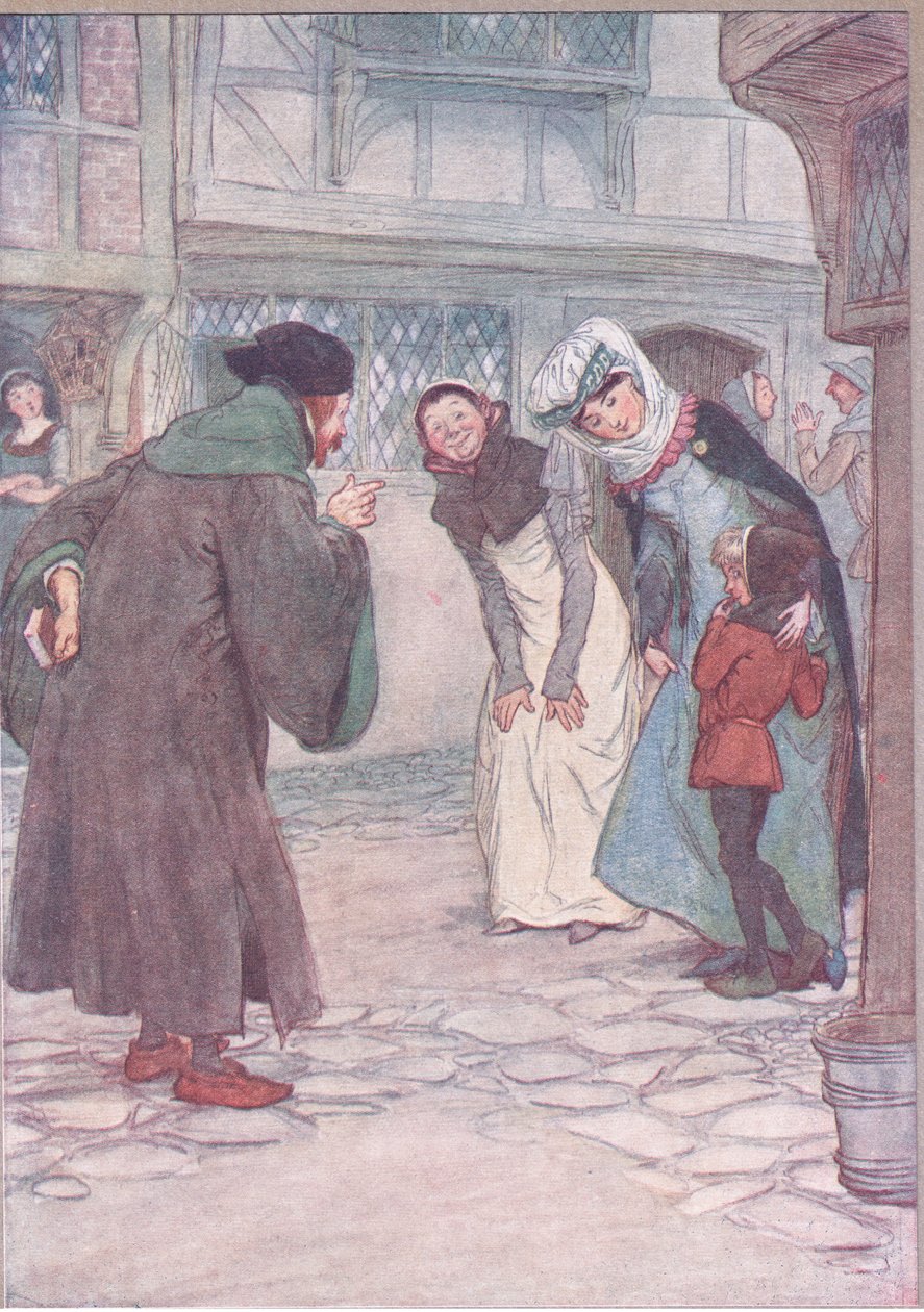 Avanti, rispondi al tuo padrone, non avere paura, illustrazione da Le allegre comari di Windsor, 1910 da Hugh Thomson