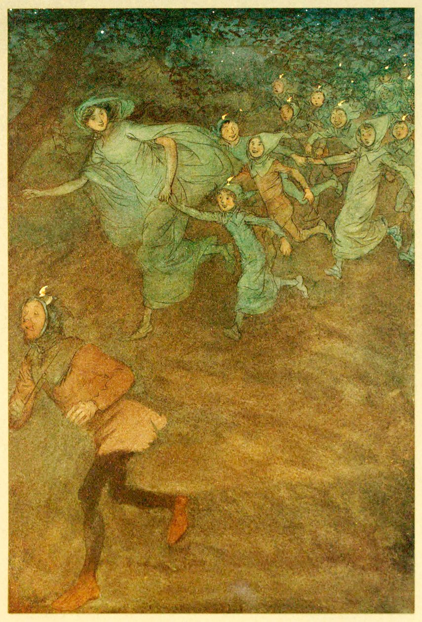 Entra Sir Hugh Evans, Anne Page e altri, da Le allegre comari di Windsor, 1910 da Hugh Thomson