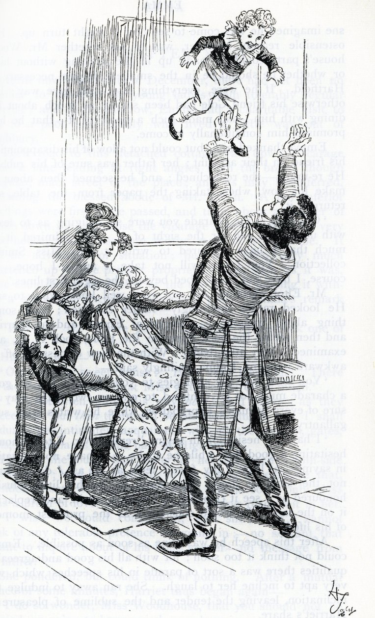 Mr Knightley che gioca con i suoi figli da Hugh Thomson