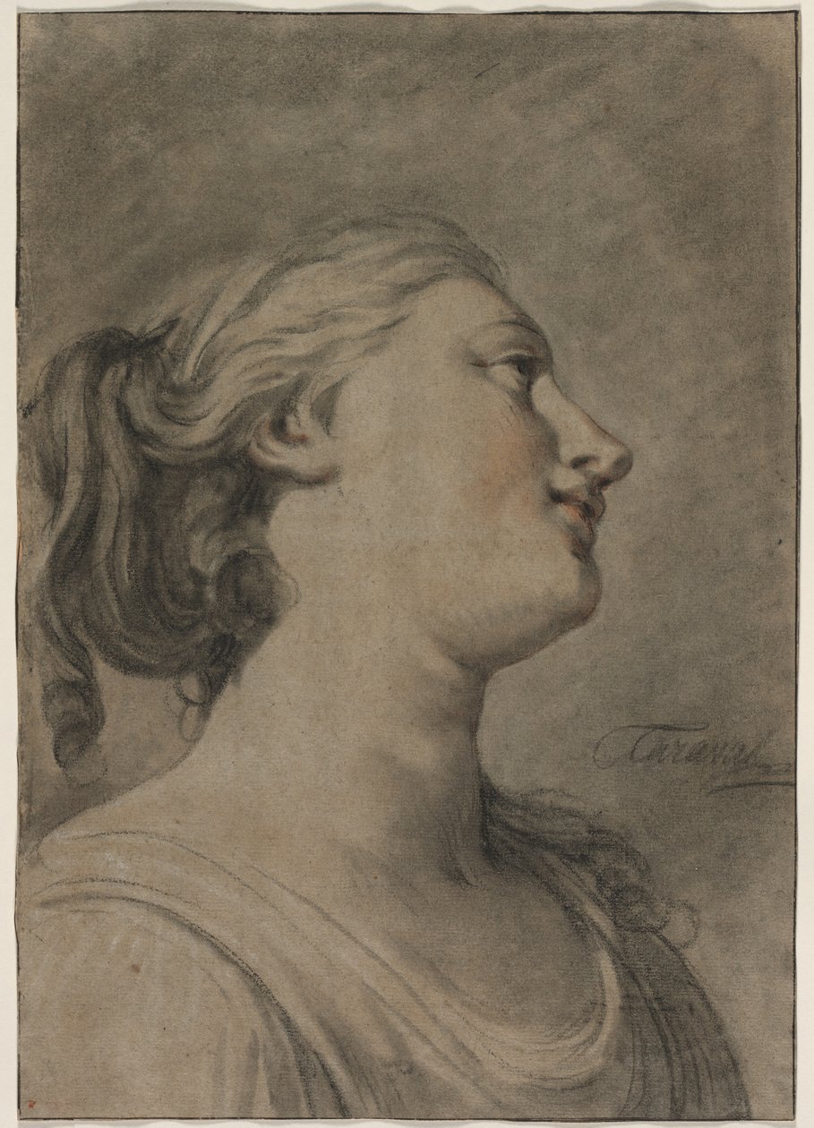 Testa di figura femminile di profilo, girata a destra, c. 1763-1770 da Hughes Taraval