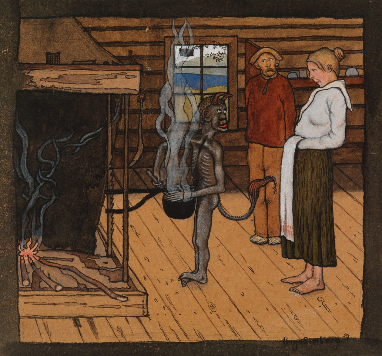 Il povero diavolo accanto al fuoco; Il diavolo accanto alla pentola da Hugo Simberg