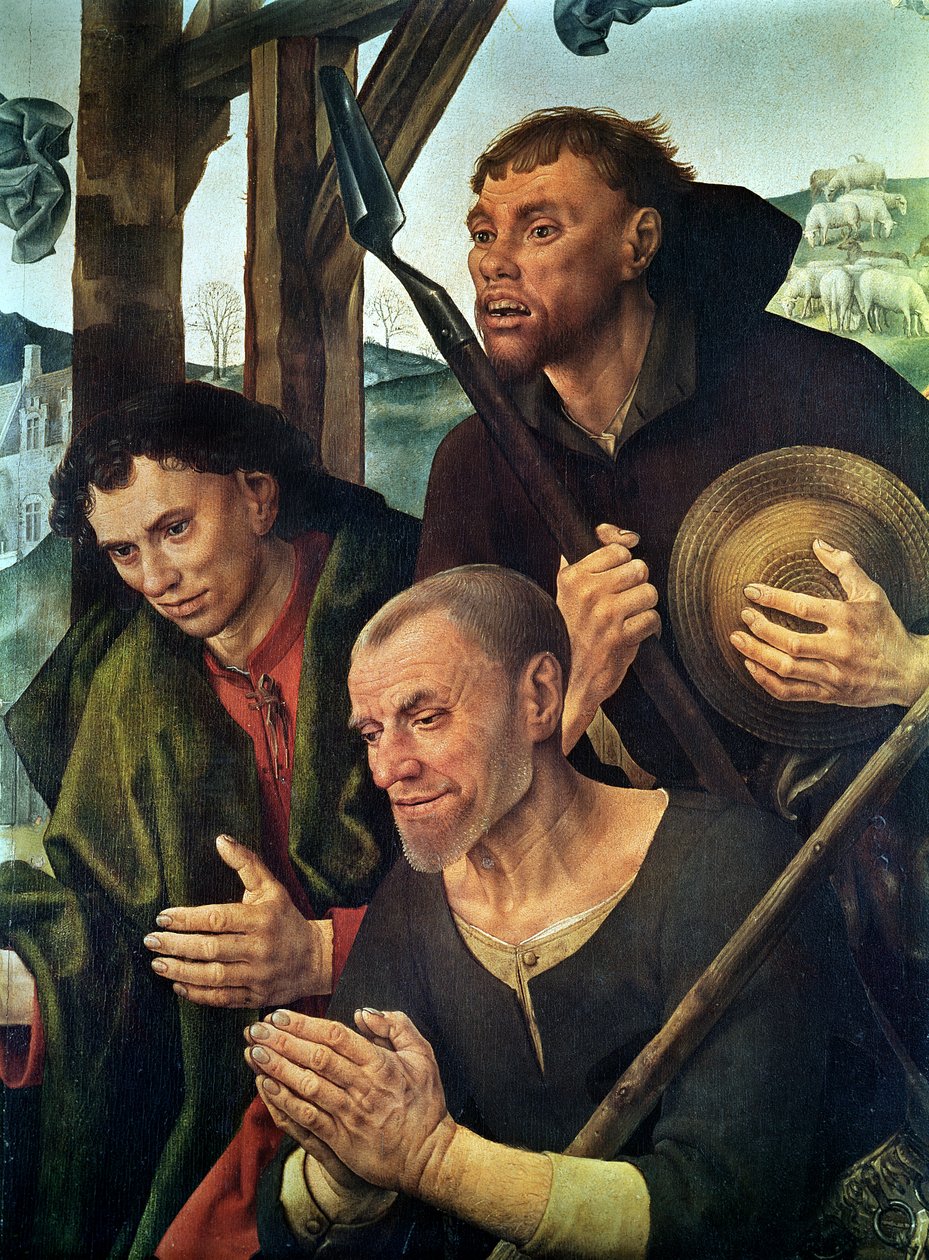 Testa dei pastori, dettaglio dal pannello centrale del Polittico Portinari, c.1479 (dettaglio) da Hugo van der Goes