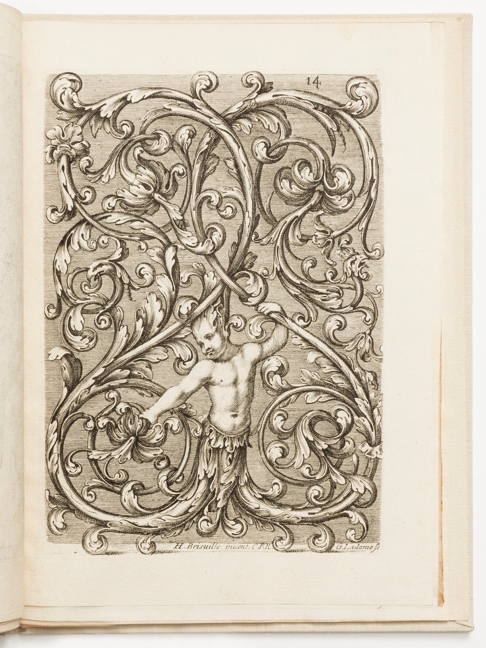 Piatto 14, da Diverses pièces de serruriers (Vari disegni per fabbri) da Hugues Brisville