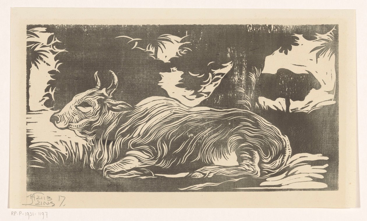 Zebu sdraiato da Huib Luns (signed by artist)