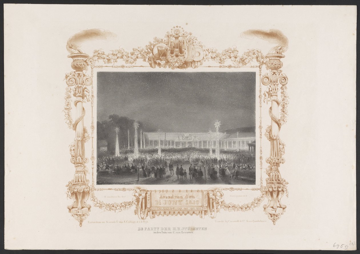 Festa serale per gli studenti, 1836 da Huib van Hove Bz