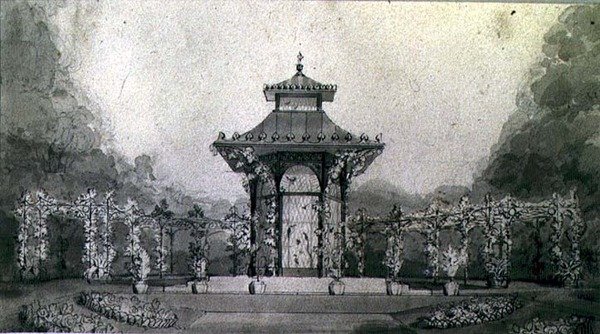 Progetto per un aviario e pergola in stile cinese da Humphry Repton