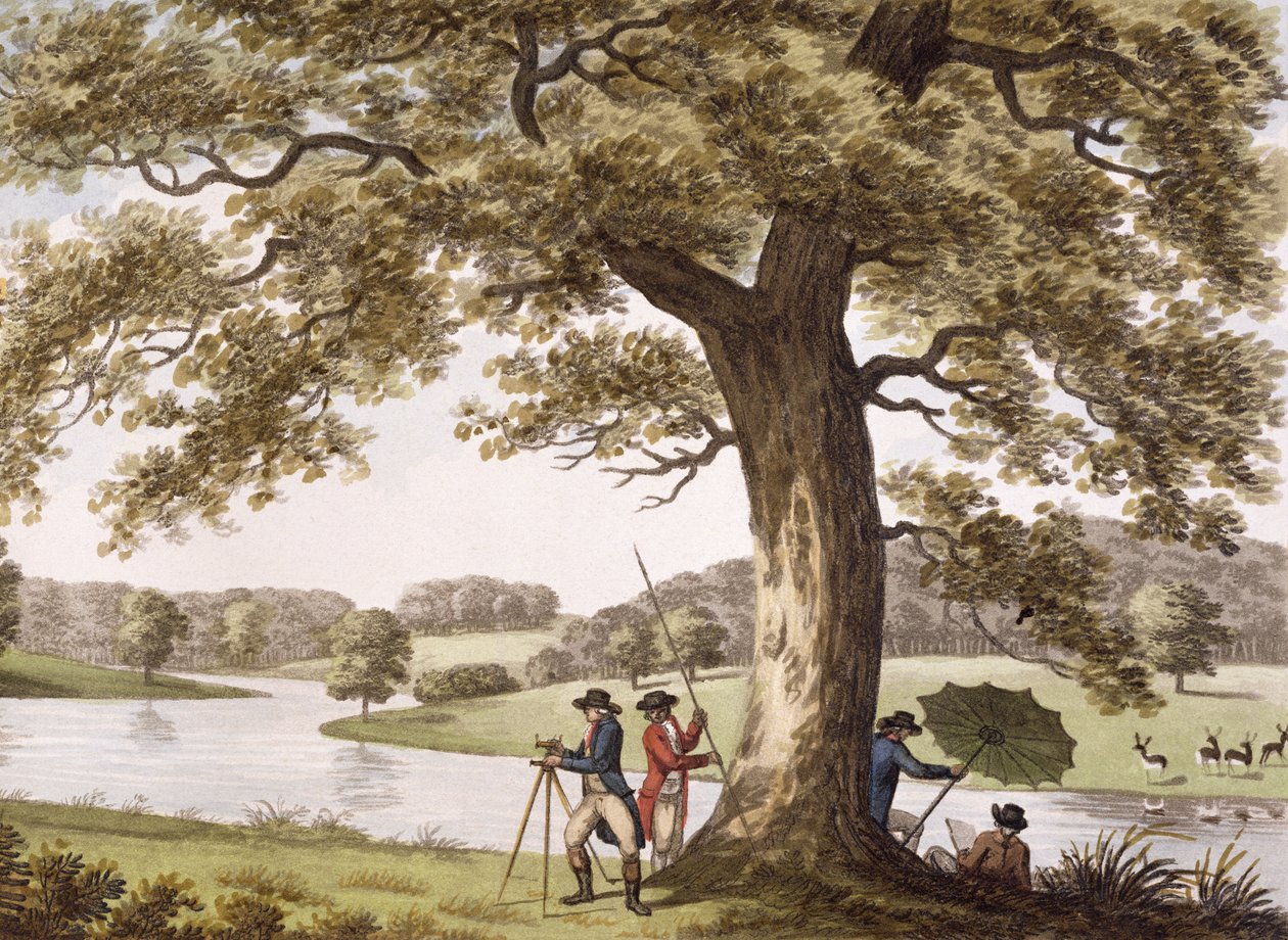 Humphrey Repton che rileva con un teodolite da Humphry Repton
