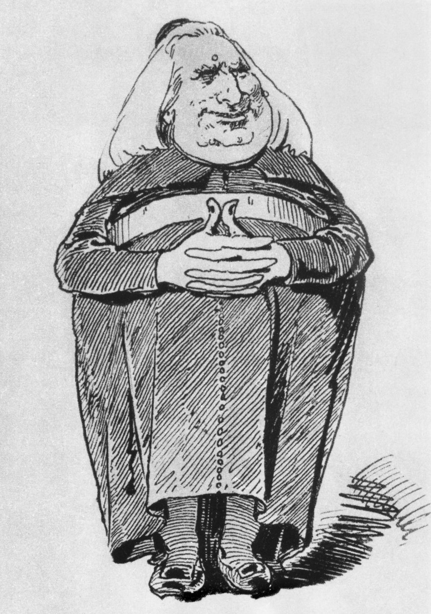 Franz Liszt (1811-86) come abate, caricatura da Borsszem Janko, 27 luglio 1870 da Hungarian School