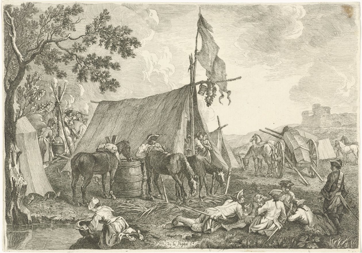Paesaggio con un accampamento militare da Hyacinth de La Pegna