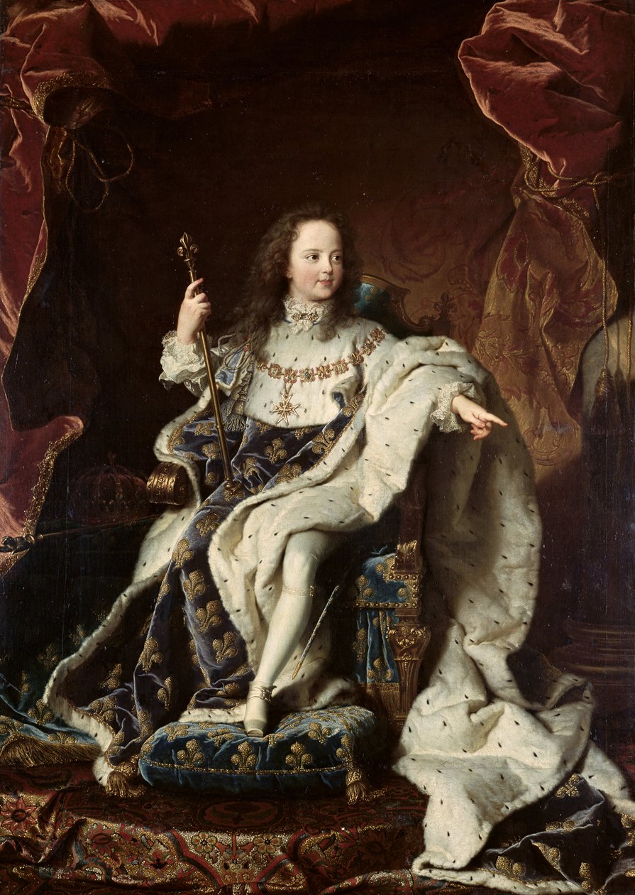 Ritratto di Luigi XV in abiti di incoronazione, 1715 da Hyacinthe Francois Rigaud
