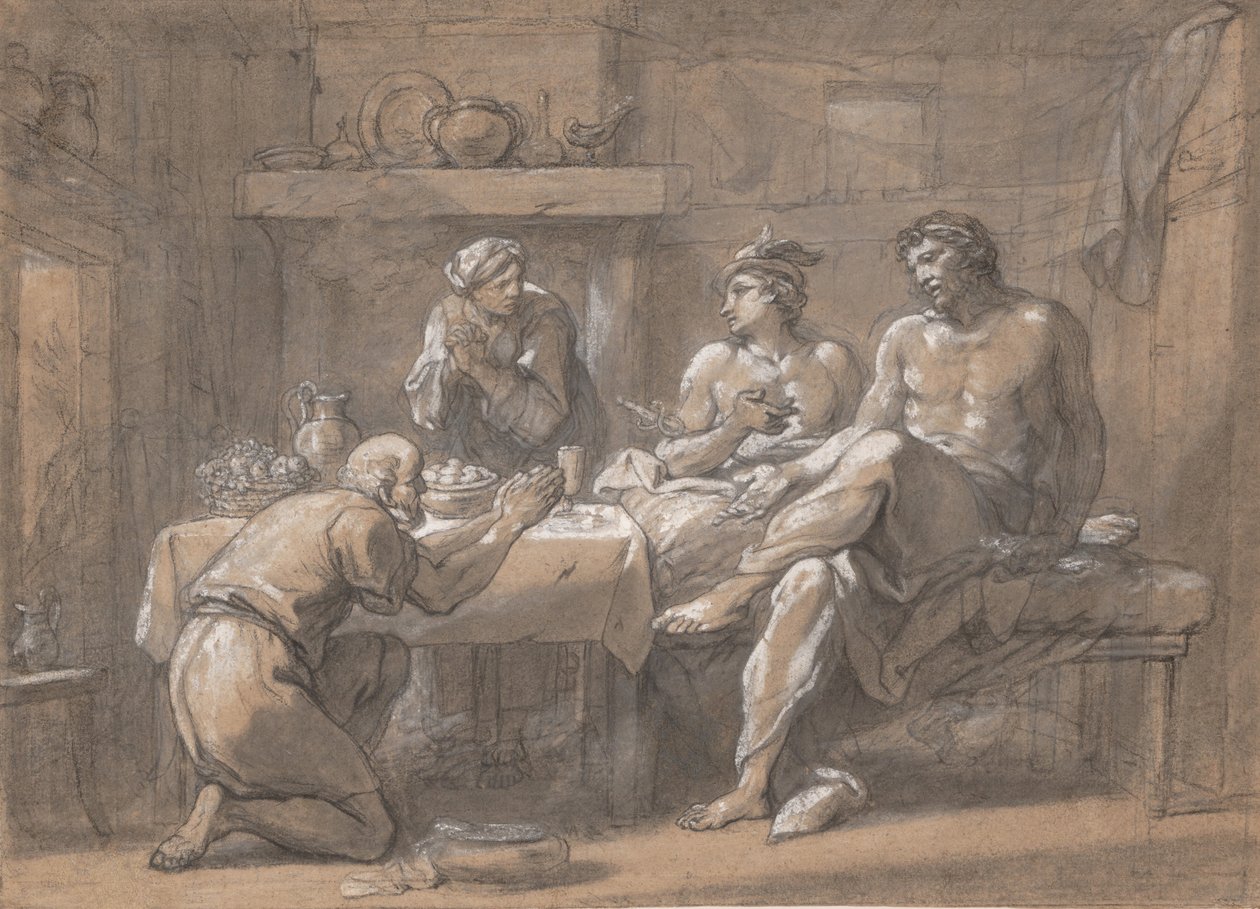 Giove e Mercurio nella casa di Bauci e Filemone da Hyacinthe Collin de Vermont