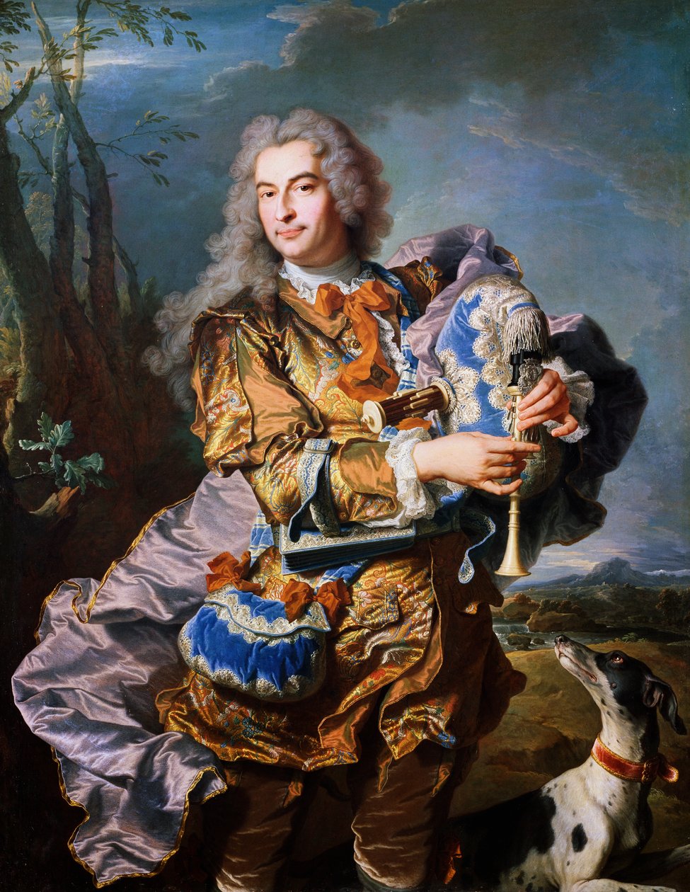 Gaspard de Gueidan che suona la cornamusa, ca 1735, di Hyacinthe Rigaud. (dettaglio). Francia da Hyacinthe Francois Rigaud