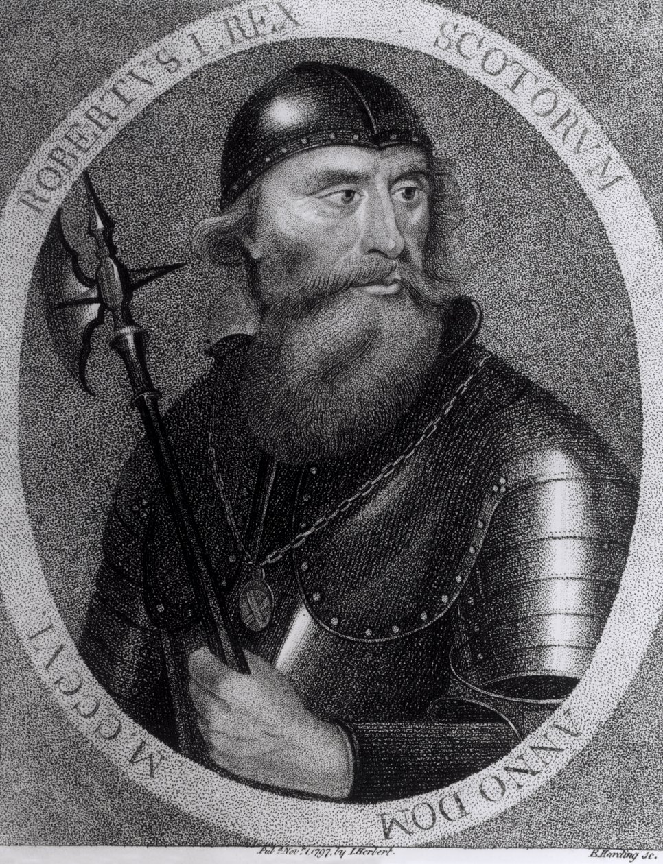 Ritratto di Re Roberto I di Scozia (1274-1329) inciso da E.Harding, 1 novembre 1797 da I Herbert