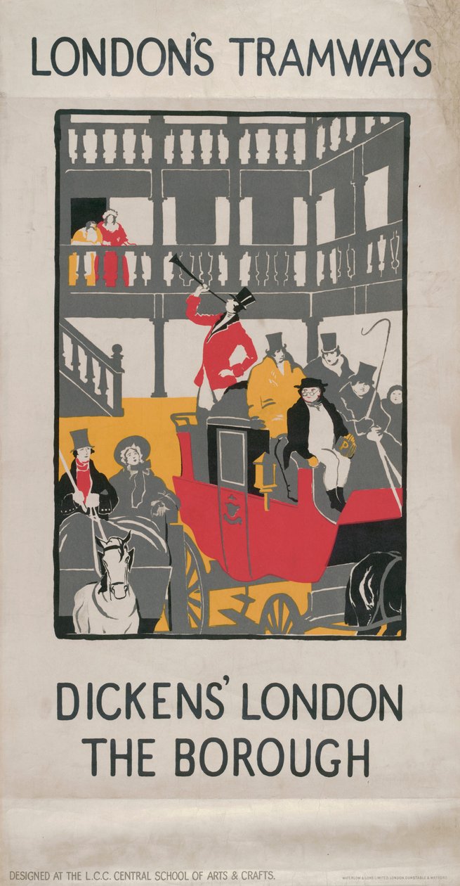 Londra di Dickens - Il Borough, manifesto del London County Council LCC Tramways, 1923 da I Jephson