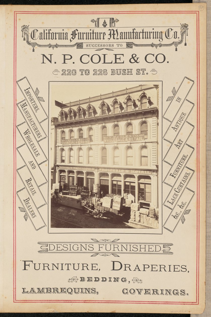 [California Furniture Manufacturing Company, San Francisco] da I. W. Taber