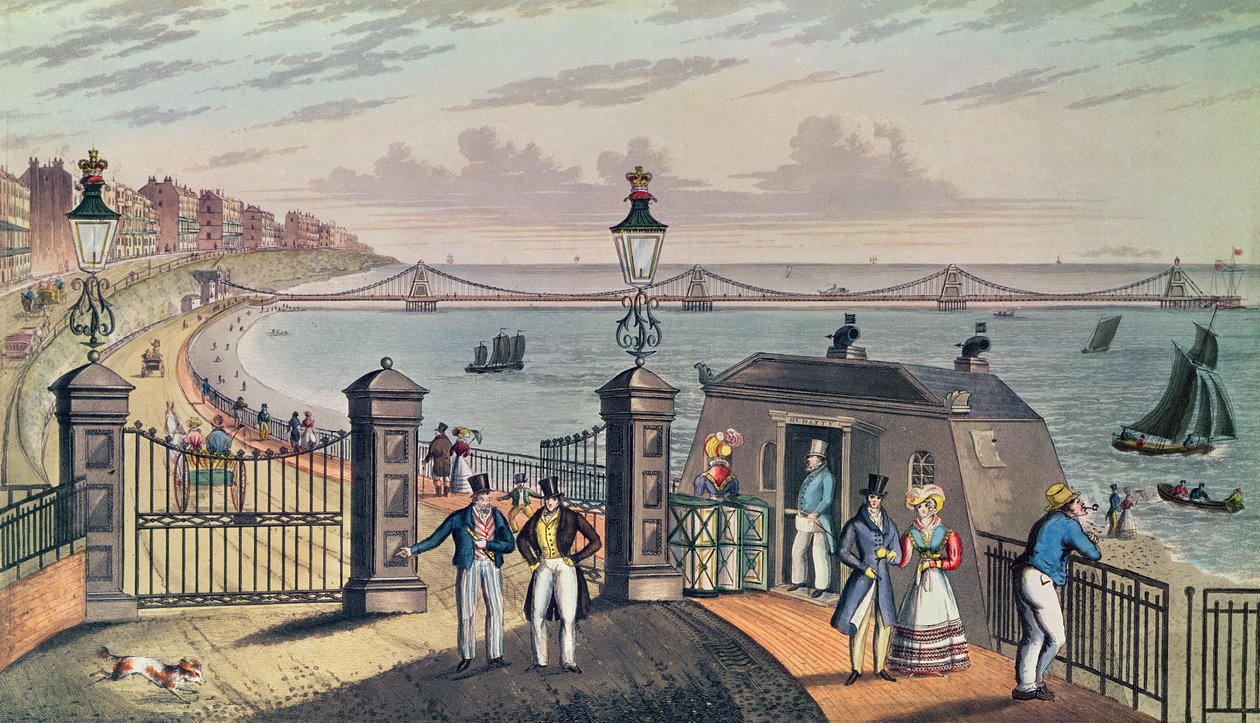 Il molo a catena sul lungomare di Brighton, progettato e costruito dal Capitano S. Brown R.N. nel 1823, inciso e pubblicato dall