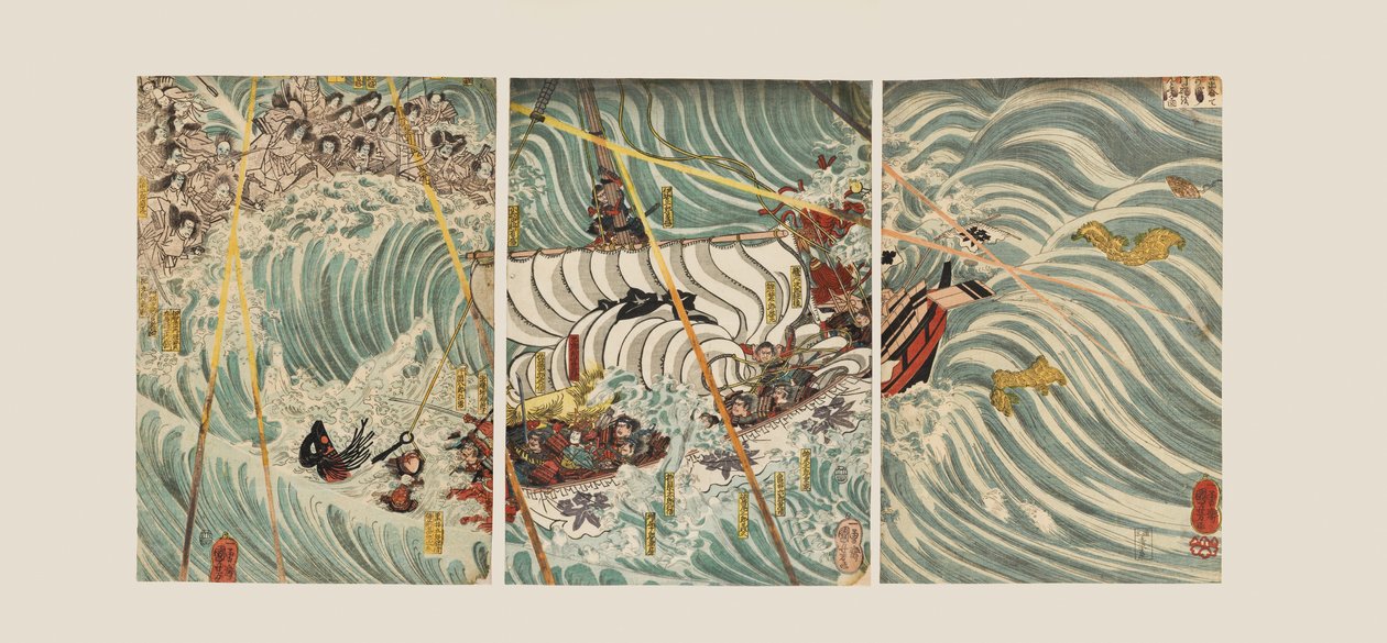 I fantasmi dei Taira attaccano la nave di Yoshitsune da Ichiyusai Kuniyoshi